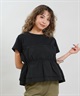 RIKKA FEMME リッカファム 半袖 Tシャツ レディース ドロスト ギャザー ドッキングカットソー RF6S-2106(BEG-FREE)