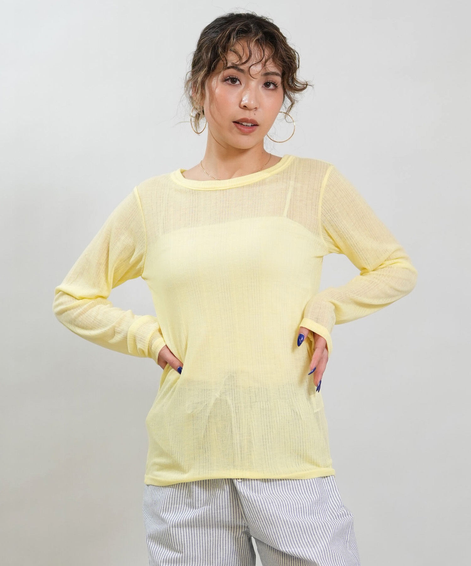 RIKKA FEMME リッカファム 長袖 Tシャツ ロンT レディース シアートップス RF6S-2201(WHT-FREE)