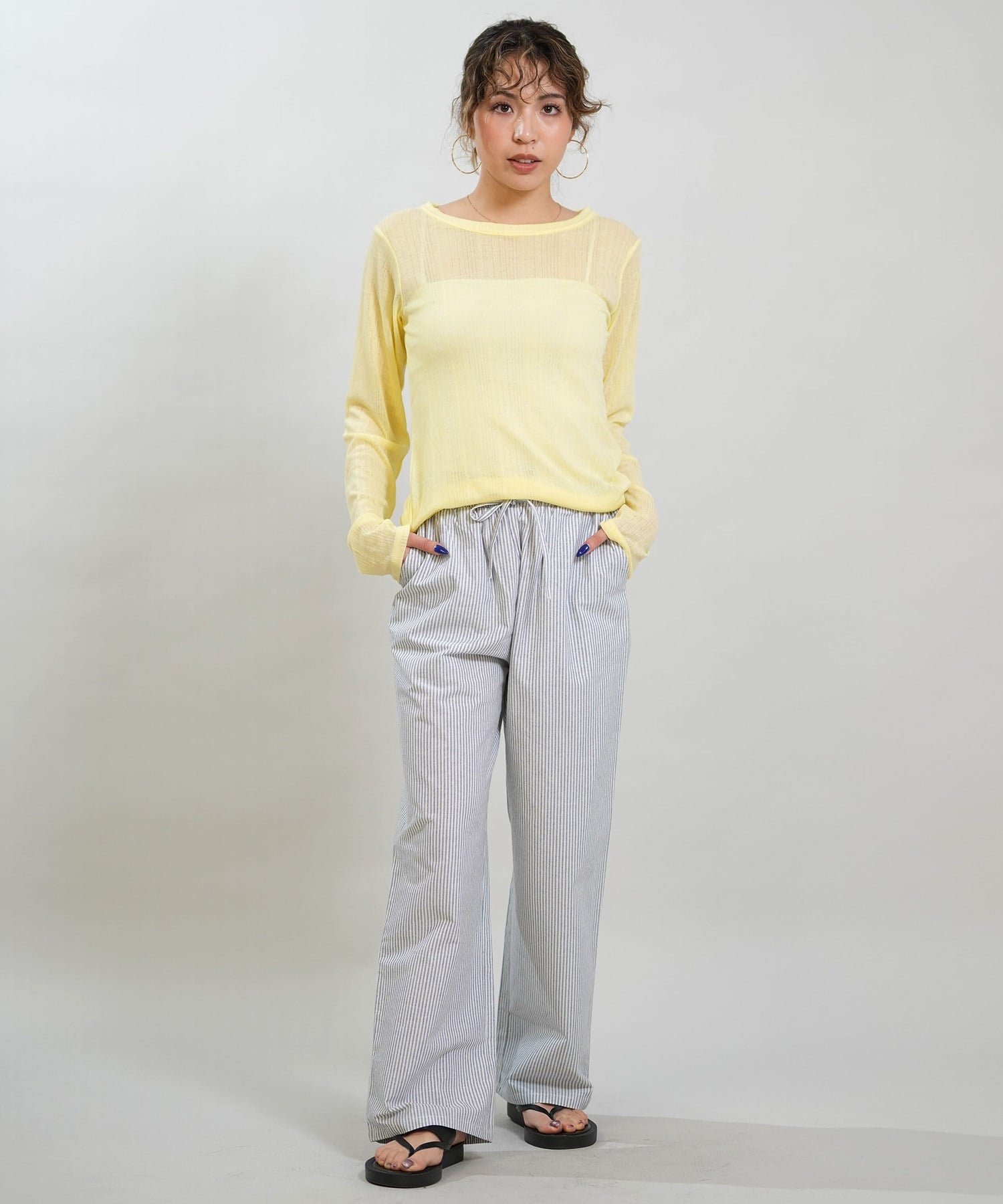 RIKKA FEMME リッカファム 長袖 Tシャツ ロンT レディース シアートップス RF6S-2201(WHT-FREE)