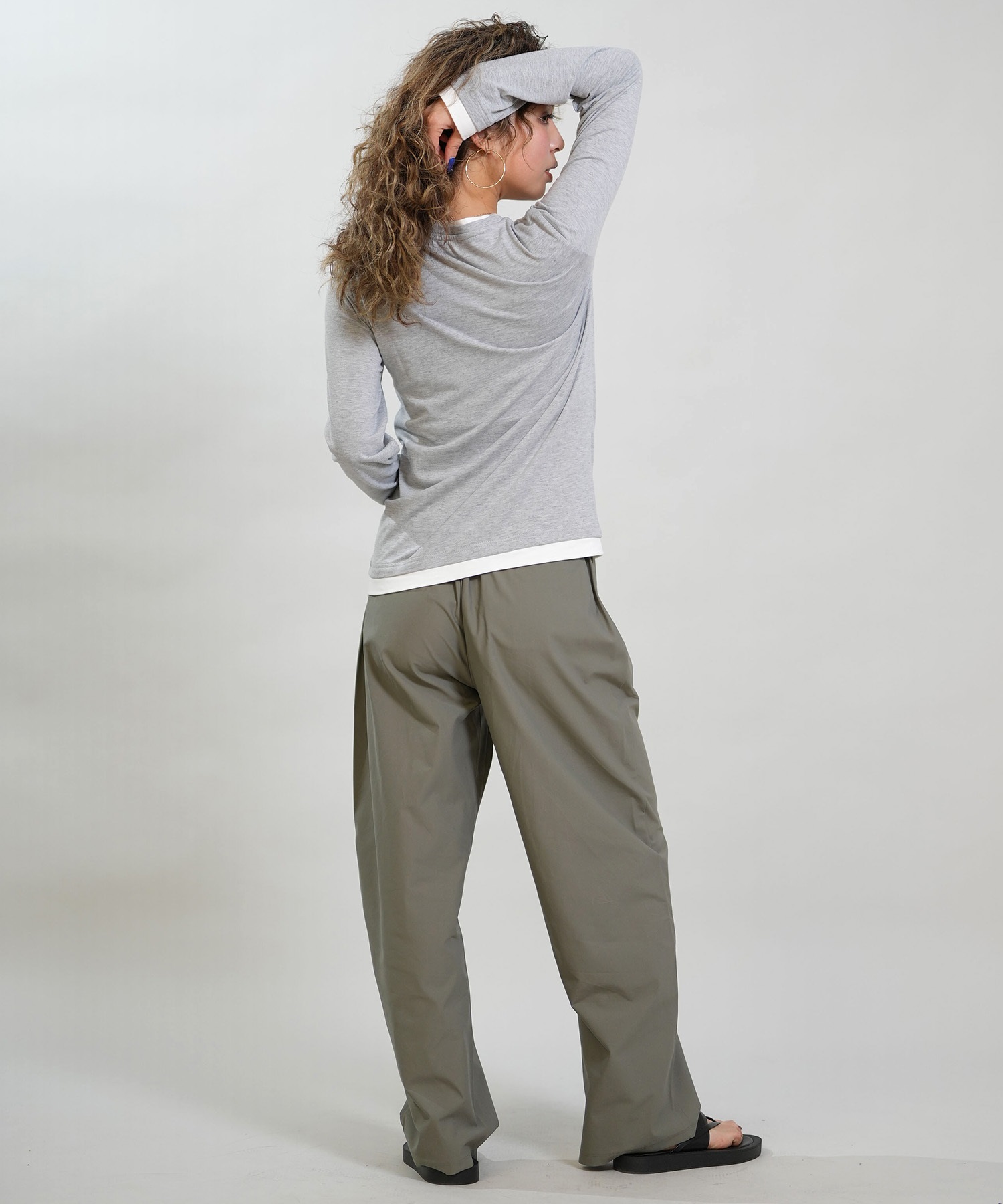 RIKKA FEMME リッカファム 長袖 Tシャツ ロンT レディース 重ね着風 UVカット 接触冷感 RF6S-2202(GRY-SM)