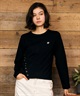 RIKKA FEMME リッカファム 長袖 Tシャツ ロンT レディース ワンポイント ロゴ リングドットボタン RF6F-2201(BLK-SM)