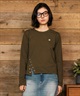 RIKKA FEMME リッカファム 長袖 Tシャツ ロンT レディース ワンポイント ロゴ リングドットボタン RF6F-2201(BLK-SM)