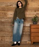 RIKKA FEMME リッカファム 長袖 Tシャツ ロンT レディース ワンポイント ロゴ リングドットボタン RF6F-2201(BLK-SM)