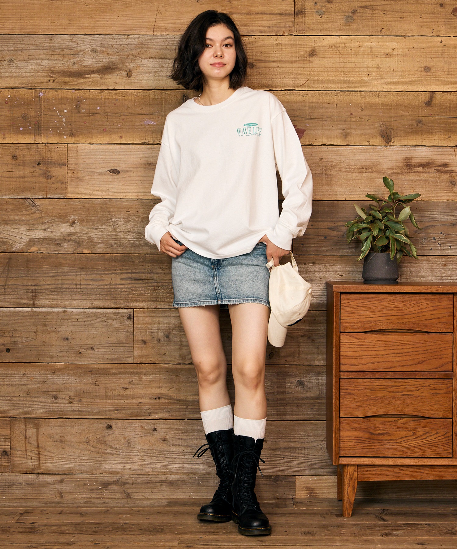 RIKKA FEMME リッカファム 長袖 Tシャツ ロンT レディース バックプリント グラフィック RF6F-2203(WHT-FREE)