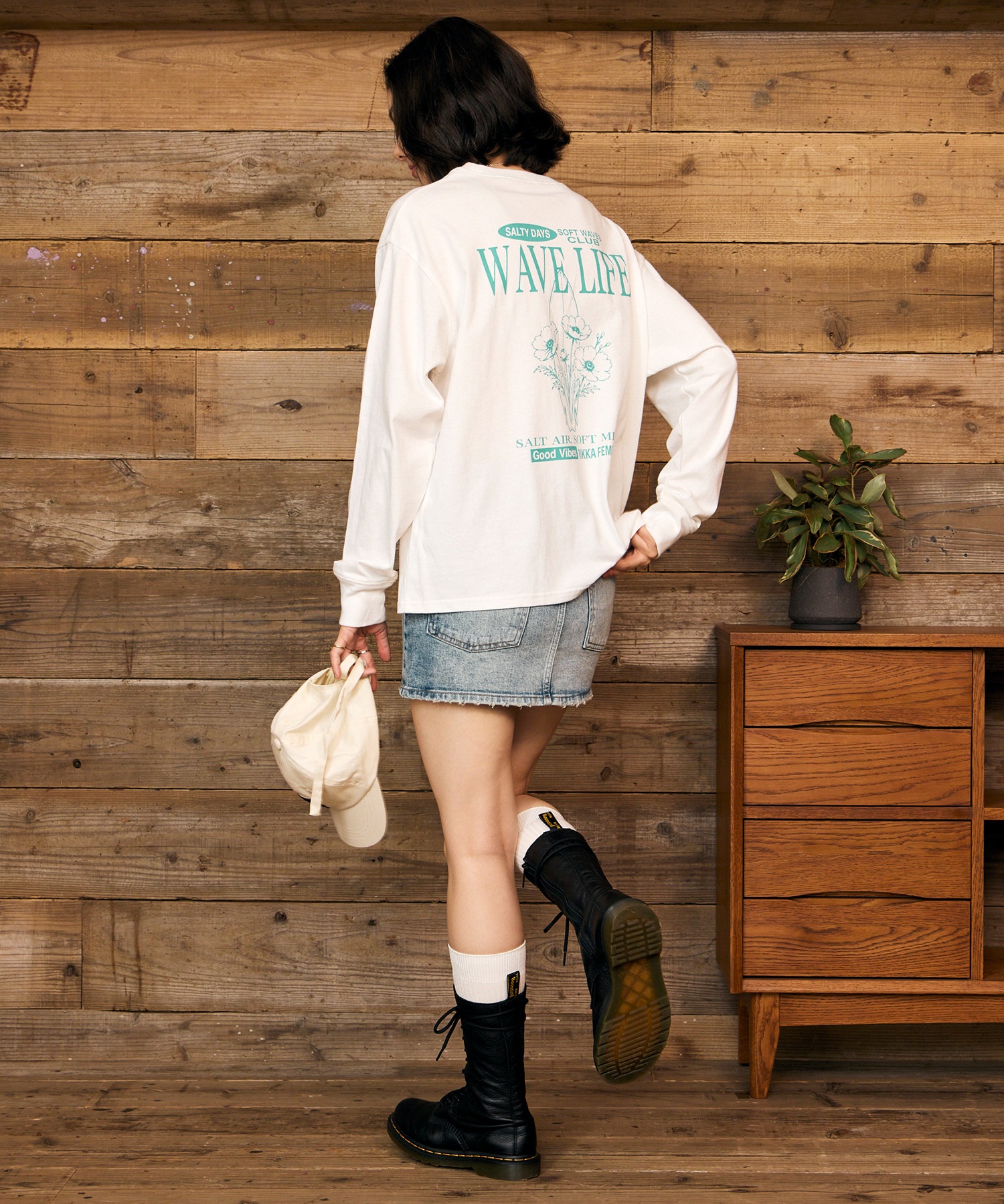 RIKKA FEMME リッカファム 長袖 Tシャツ ロンT レディース バックプリント グラフィック RF6F-2203(WHT-FREE)