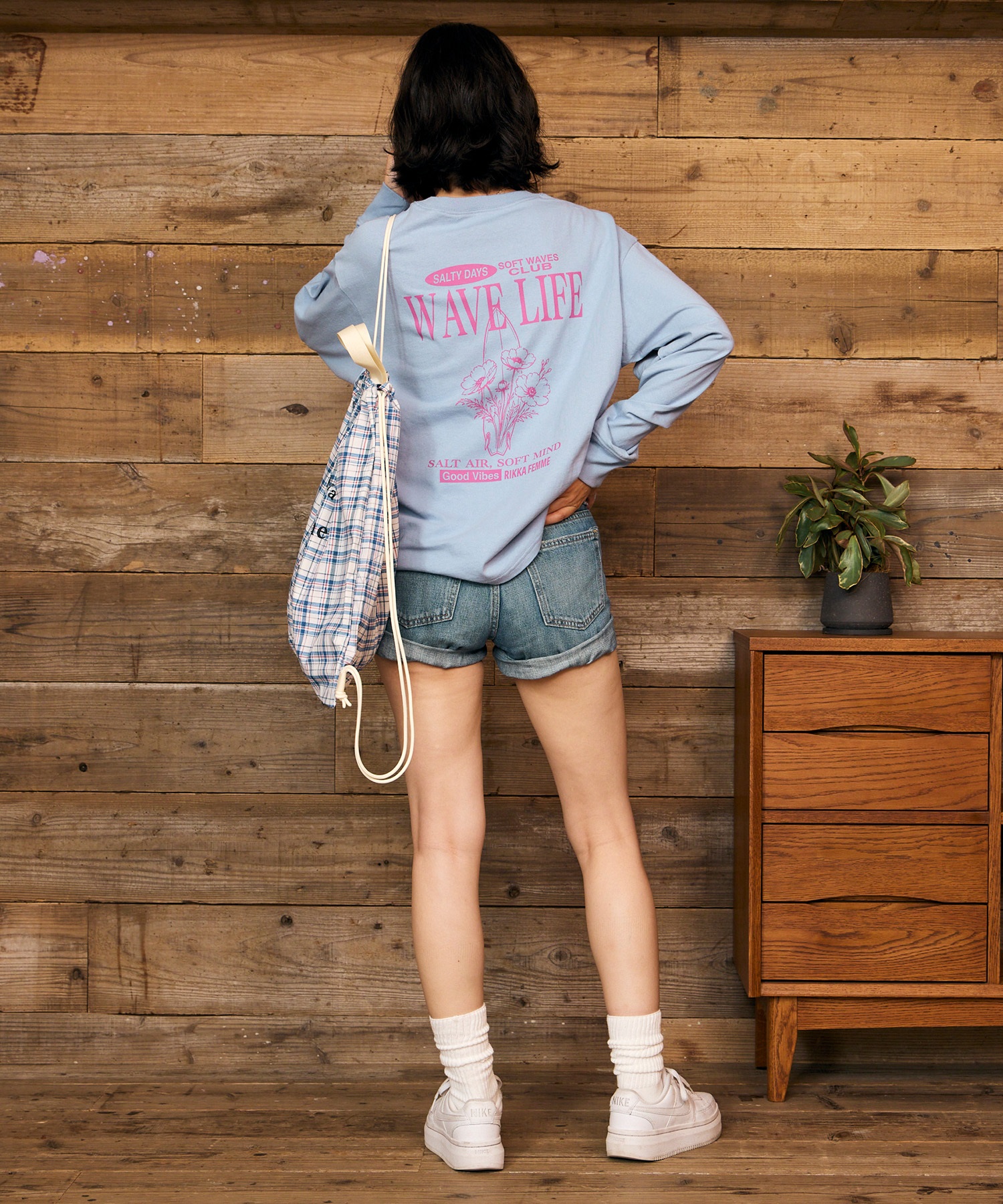 RIKKA FEMME リッカファム 長袖 Tシャツ ロンT レディース バックプリント グラフィック RF6F-2203(WHT-FREE)