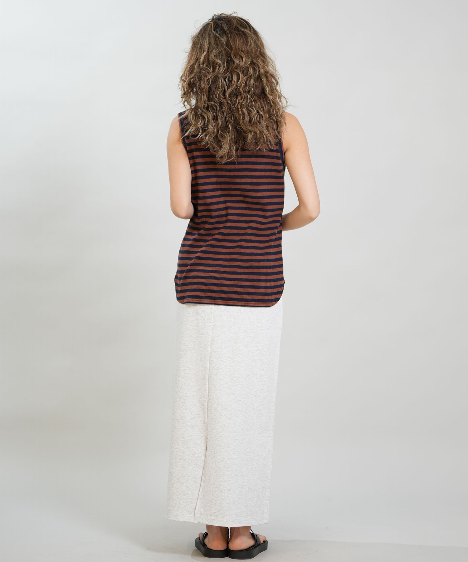 RIKKA FEMME リッカファム タンクトップ レディース ボーダー リブ ヘンリータンクトップ RF6S-2301(BR/NV-FREE)