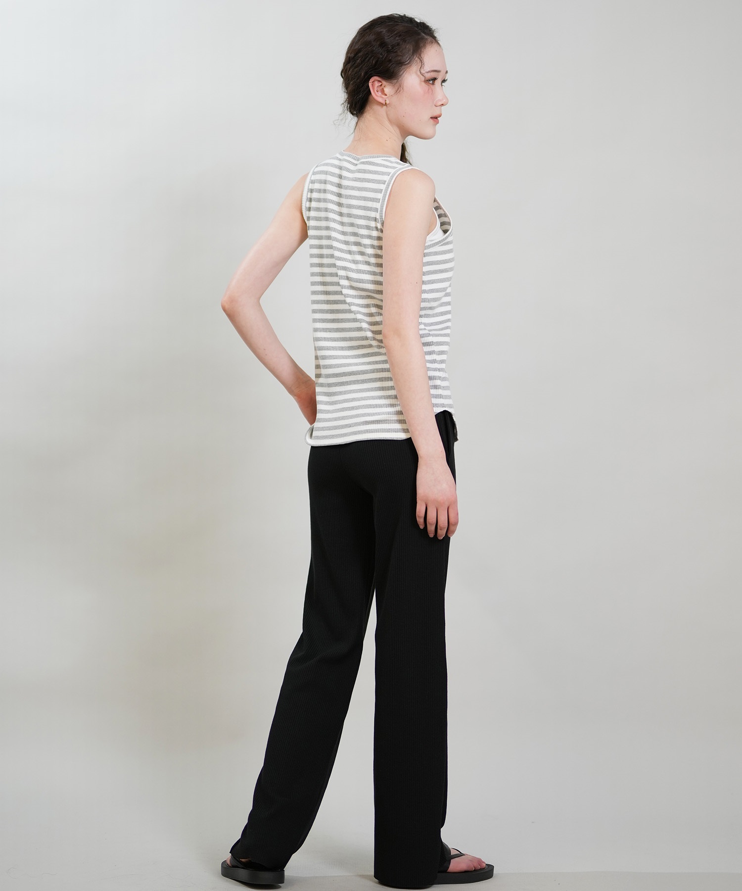 RIKKA FEMME リッカファム タンクトップ レディース ボーダー リブ ヘンリータンクトップ RF6S-2301(BR/NV-FREE)