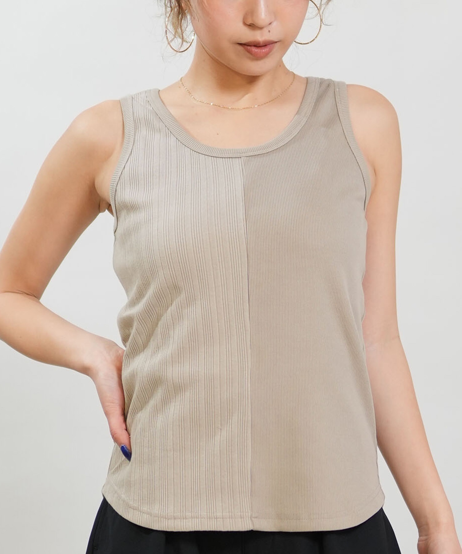 RIKKA FEMME リッカファム タンクトップ レディース リブ 切り替え RF6S-2302(BEG-FREE)