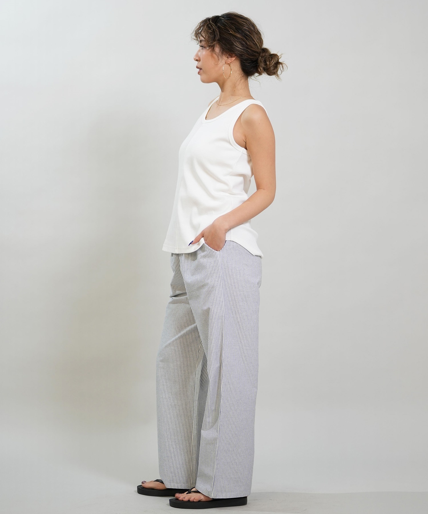 RIKKA FEMME リッカファム タンクトップ レディース リブ 切り替え RF6S-2302(BEG-FREE)