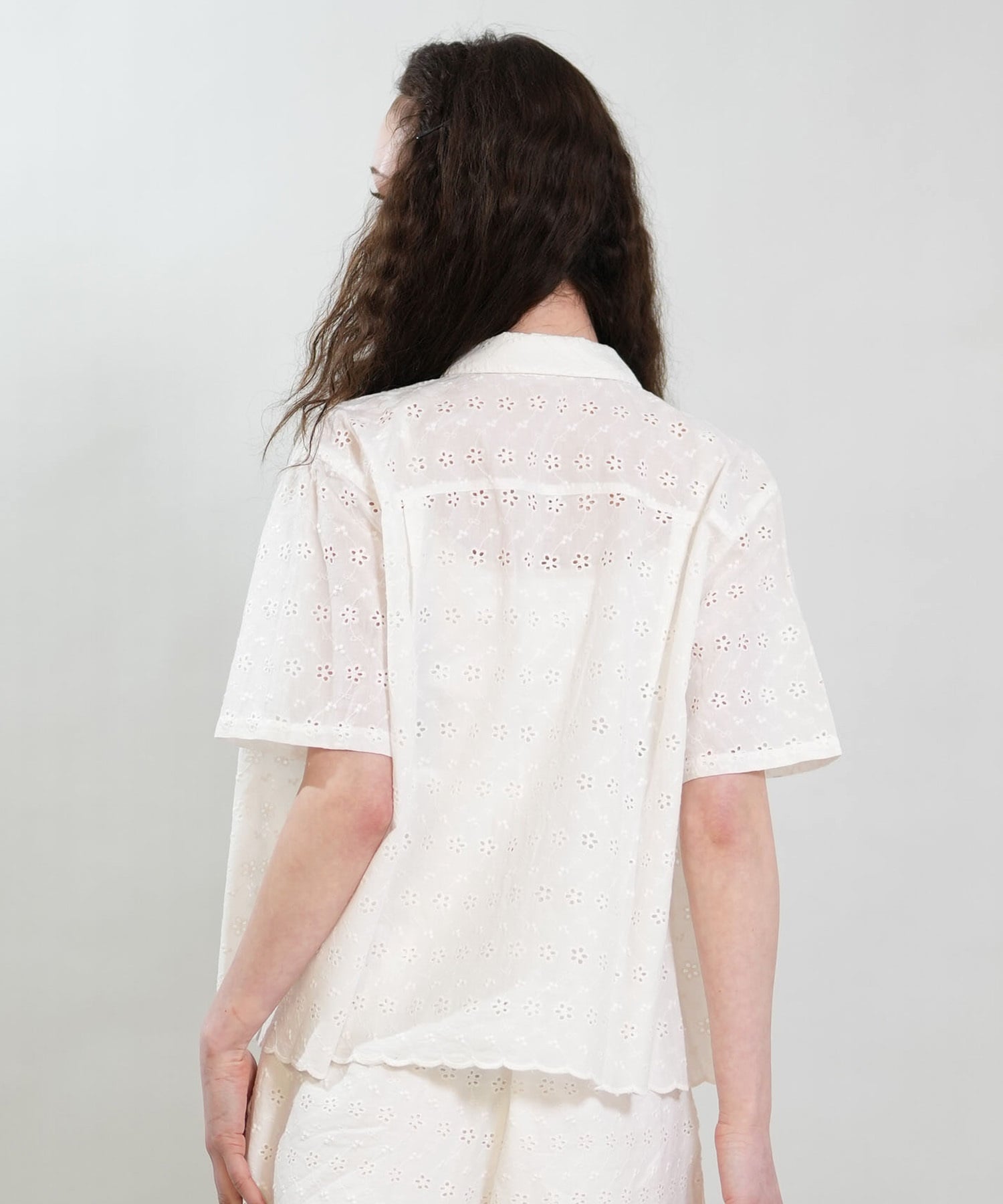 RIKKA FEMME リッカファム 半袖 シャツ レディース レース刺繍 セットアップ対応 RF6S-2401(WHT-FREE)