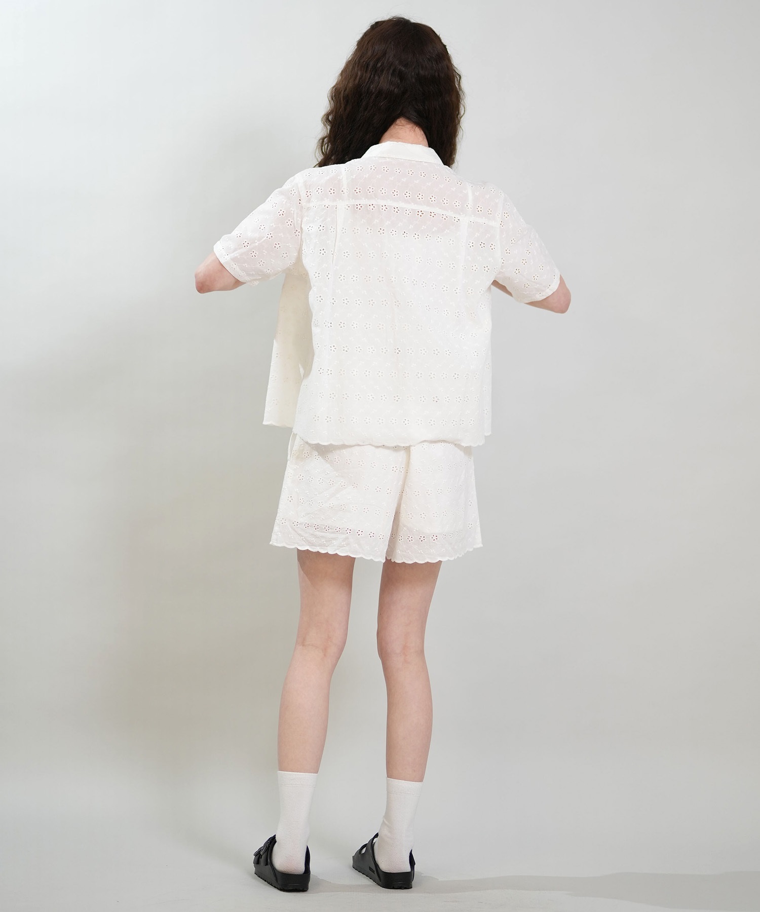 RIKKA FEMME リッカファム 半袖 シャツ レディース レース刺繍 セットアップ対応 RF6S-2401(WHT-FREE)