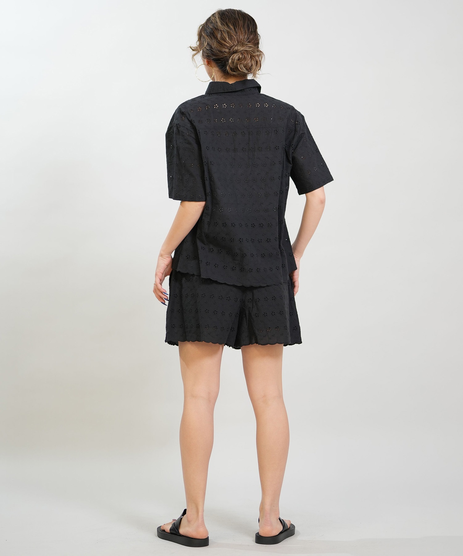 RIKKA FEMME リッカファム 半袖 シャツ レディース レース刺繍 セットアップ対応 RF6S-2401(WHT-FREE)