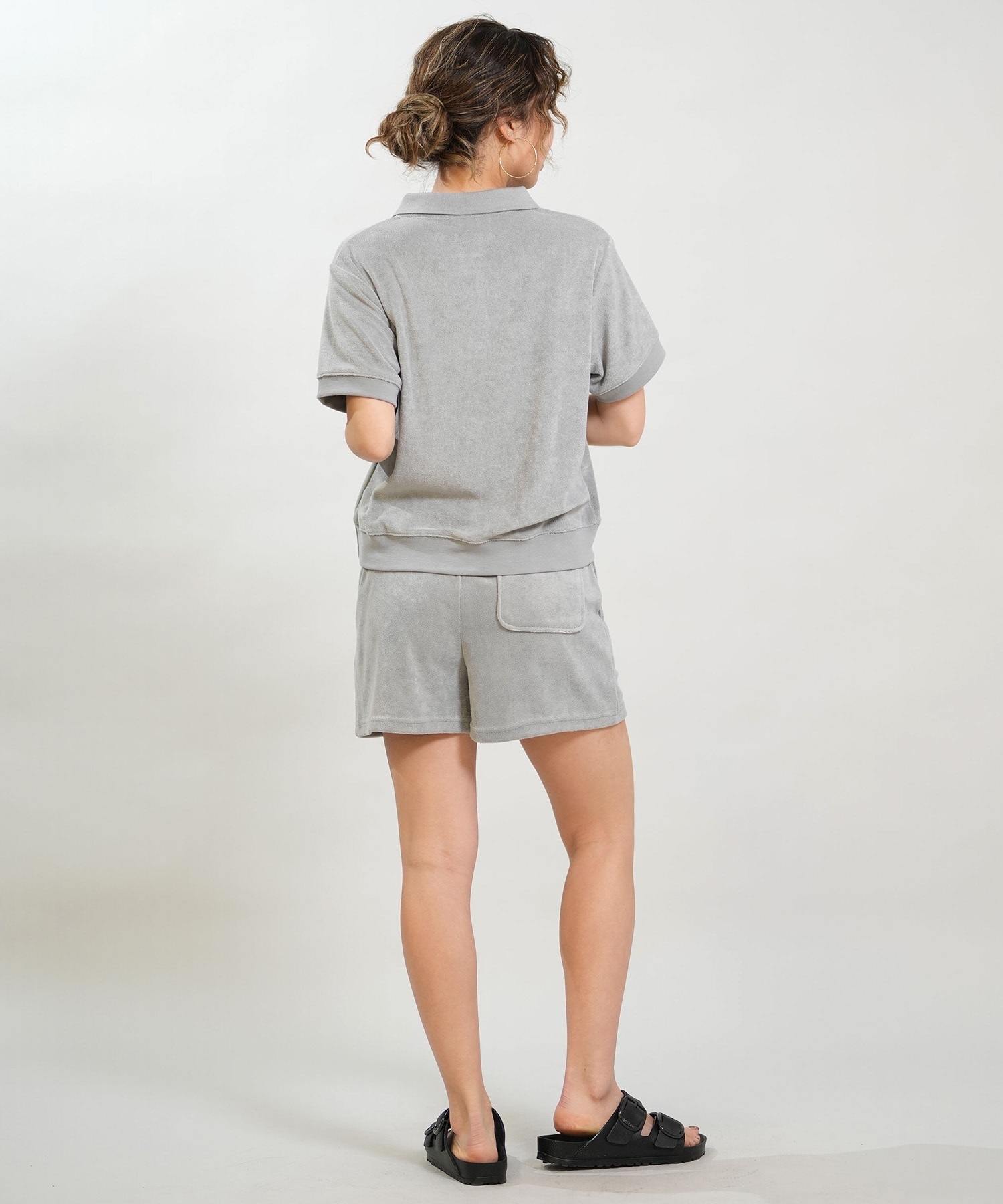 RIKKA FEMME リッカファム 半袖 ポロシャツ レディース パイル生地 吸水速乾 UVカット セットアップ対応 RF6S-2501(GRY-FREE)