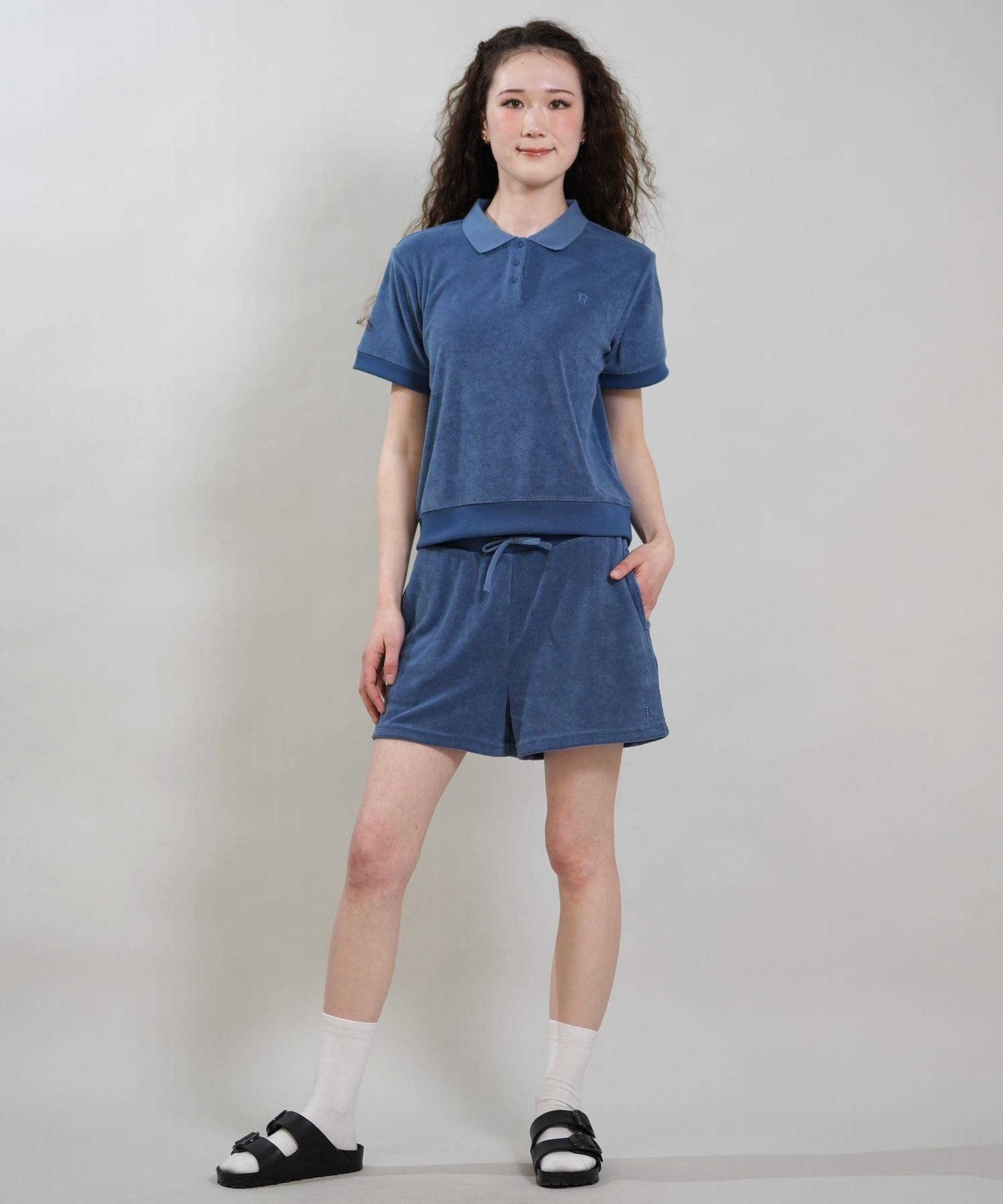 RIKKA FEMME リッカファム 半袖 ポロシャツ レディース パイル生地 吸水速乾 UVカット セットアップ対応 RF6S-2501(GRY-FREE)