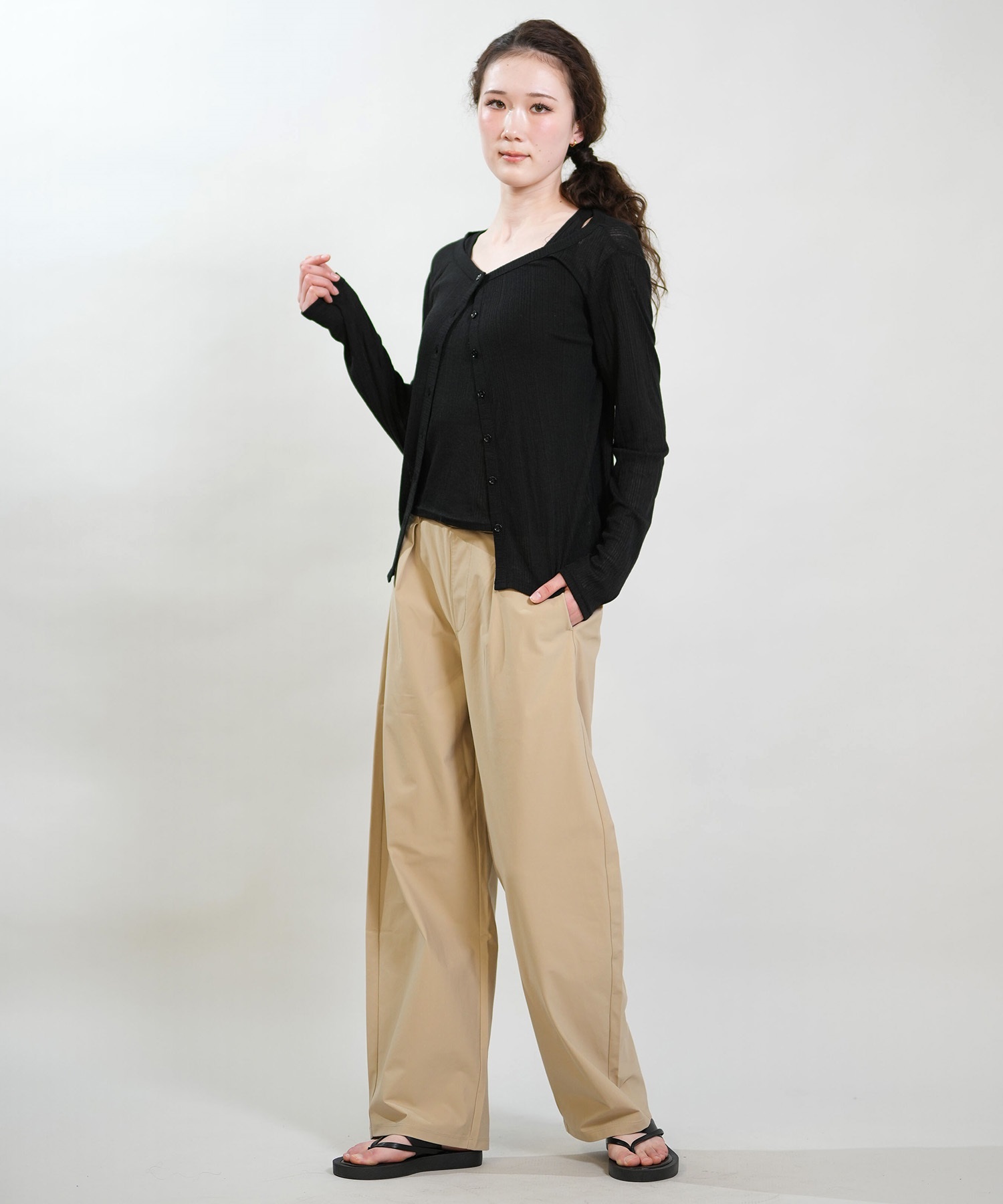 RIKKA FEMME リッカファム アンサンブル レディース 長袖 カーディガン タンクトップ 2点セット RF6S-2602(BLK-FREE)