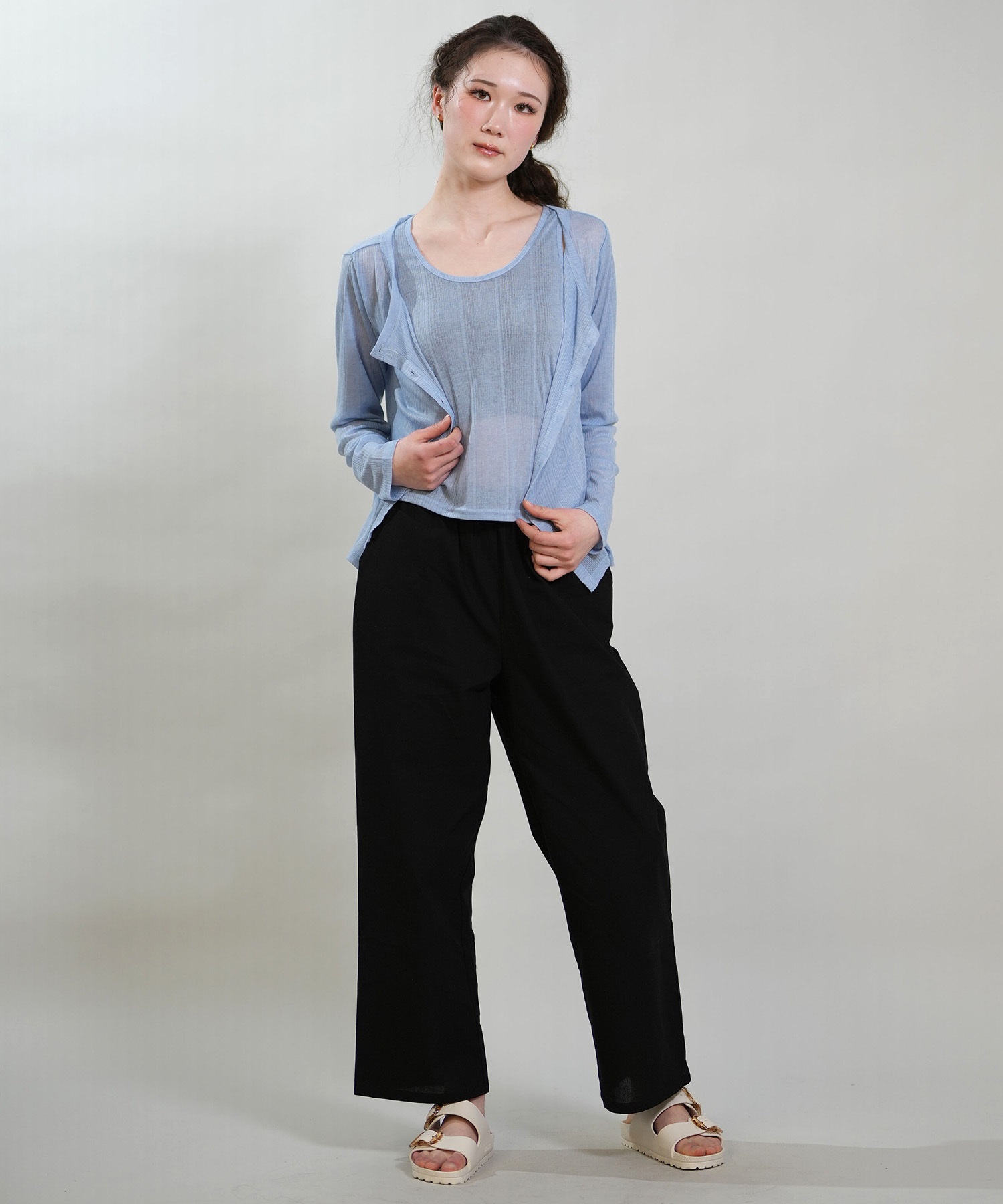 RIKKA FEMME リッカファム アンサンブル レディース 長袖 カーディガン タンクトップ 2点セット RF6S-2602(BLK-FREE)