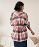RIKKA FEMME リッカファム 長袖 シャツ レディース チェック柄 ネルシャツ ウエストリボン RF6F-2602(KHA-FREE)