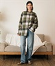 RIKKA FEMME リッカファム 長袖 シャツ レディース チェック柄 ネルシャツ ウエストリボン RF6F-2602(KHA-FREE)