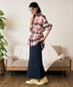 RIKKA FEMME リッカファム 長袖 シャツ レディース チェック柄 ネルシャツ ウエストリボン RF6F-2602(KHA-FREE)