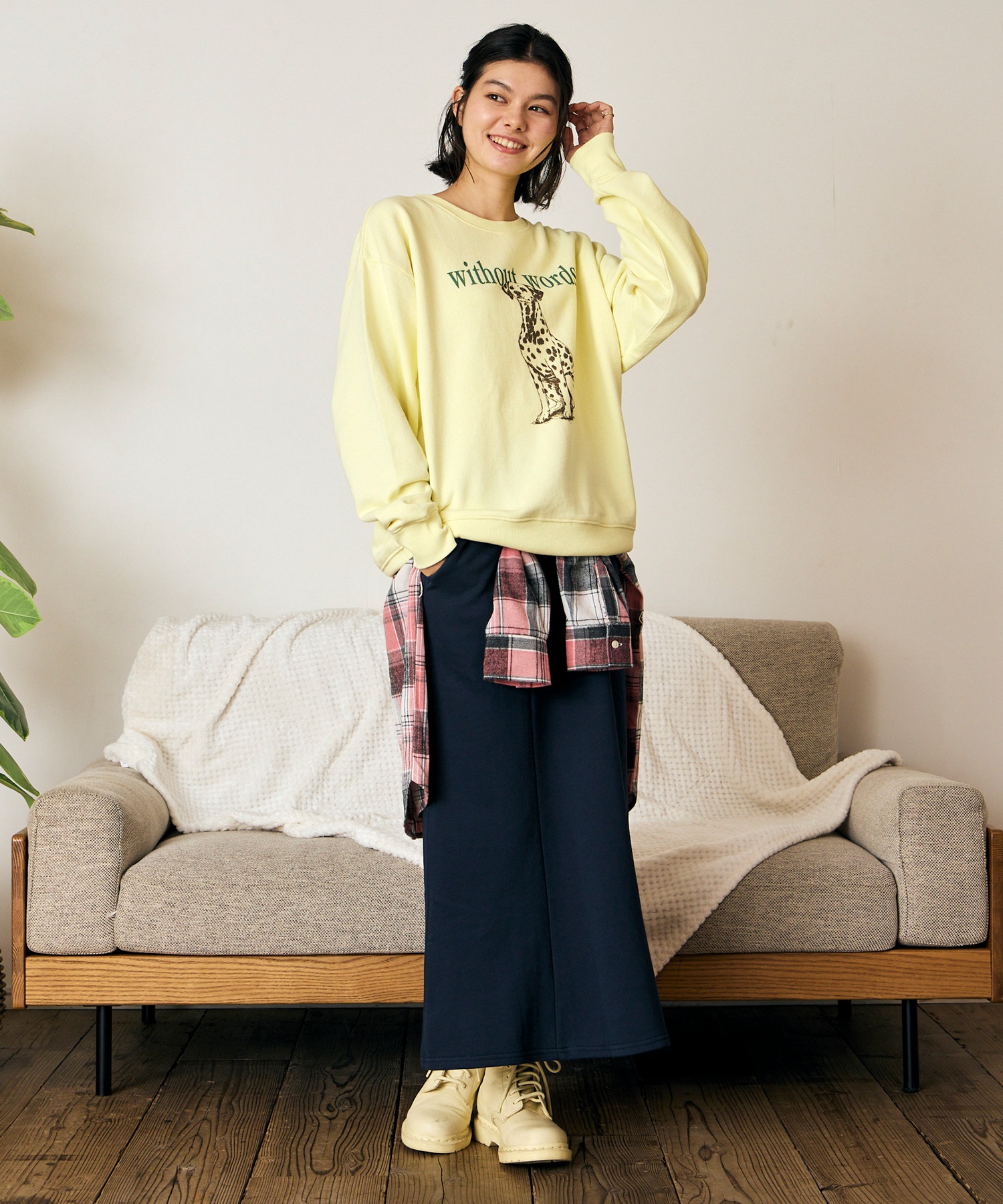 RIKKA FEMME リッカファム 長袖 シャツ レディース チェック柄 ネルシャツ ウエストリボン RF6F-2602(KHA-FREE)