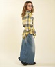RIKKA FEMME リッカファム 長袖 シャツ レディース チェック柄 ネルシャツ ウエストリボン RF6F-2602(KHA-FREE)