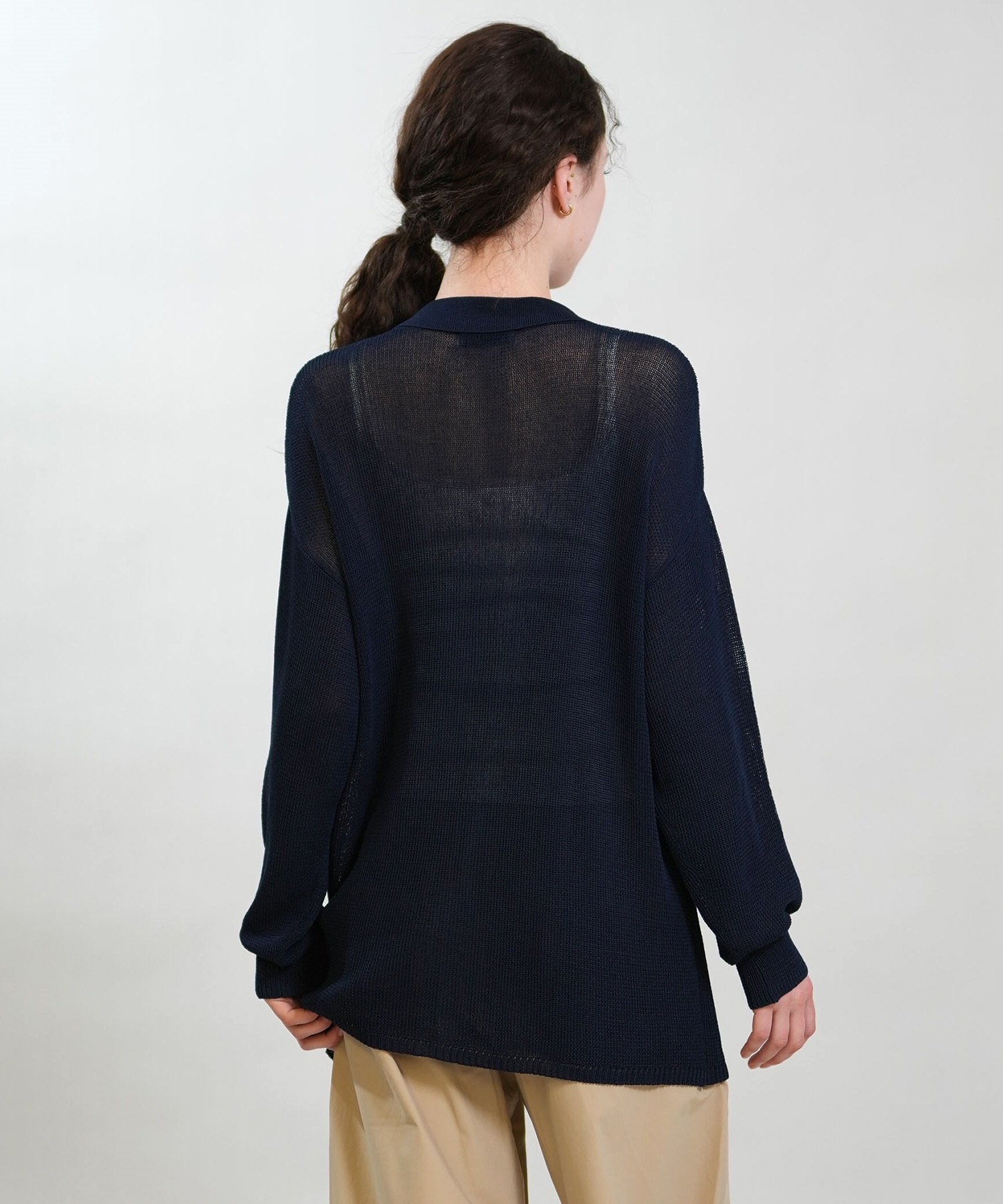 RIKKA FEMME リッカファム 長袖 ポロシャツ レディース ニット シアー RF6S-2701(BRN-FREE)