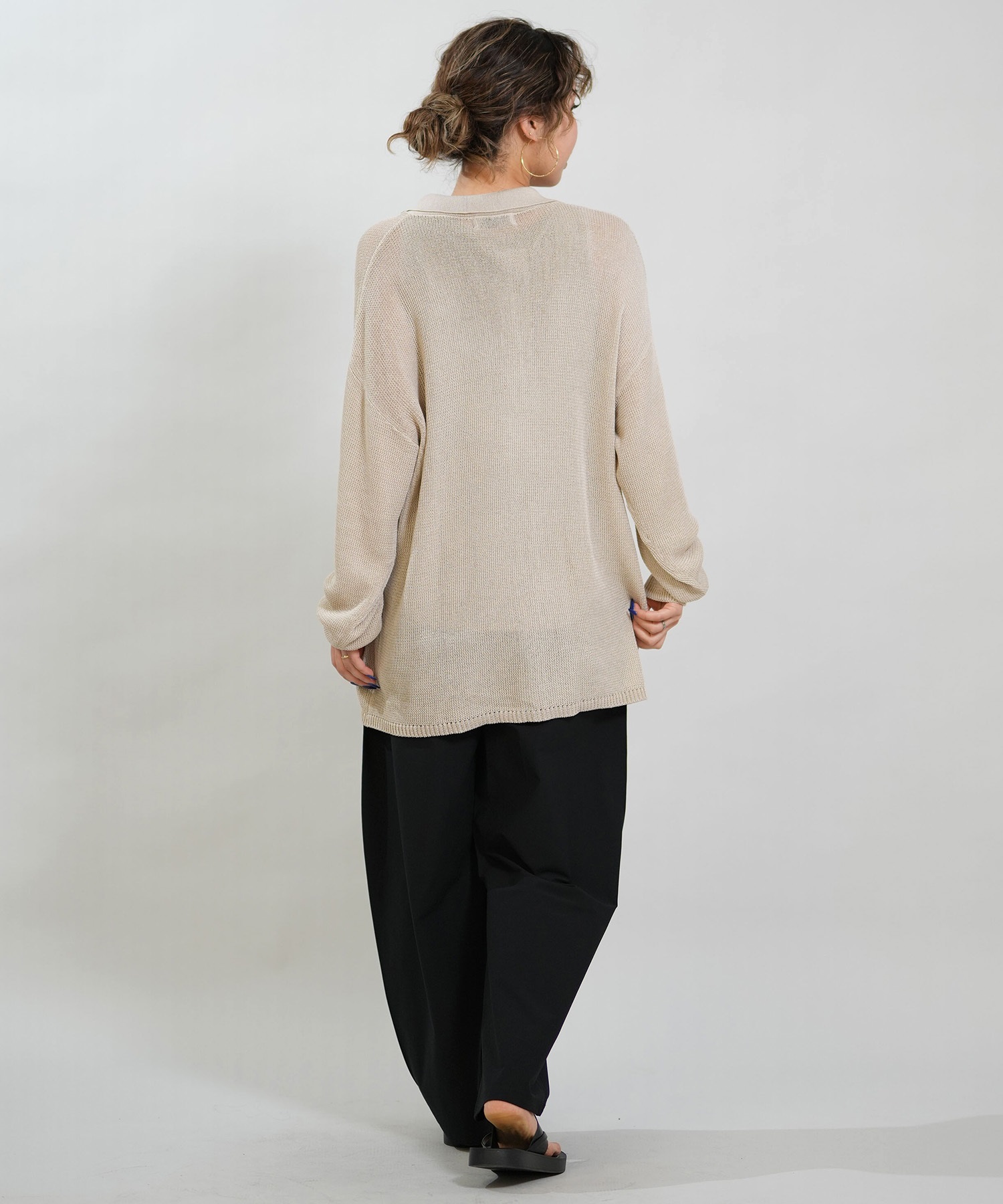 RIKKA FEMME リッカファム 長袖 ポロシャツ レディース ニット シアー RF6S-2701(BRN-FREE)