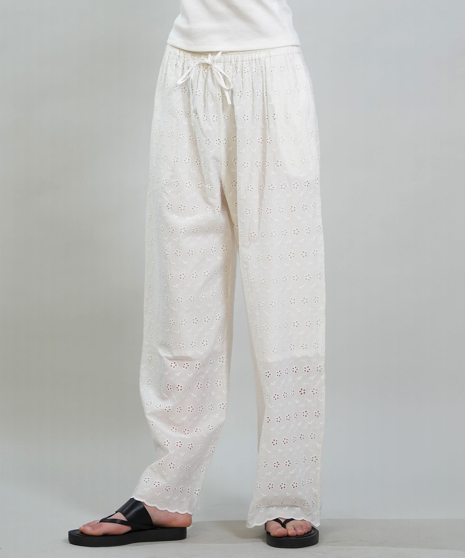 RIKKA FEMME リッカファム ロングパンツ レディース レース刺繍 セットアップ対応 RF6S-3101(WHT-FREE)