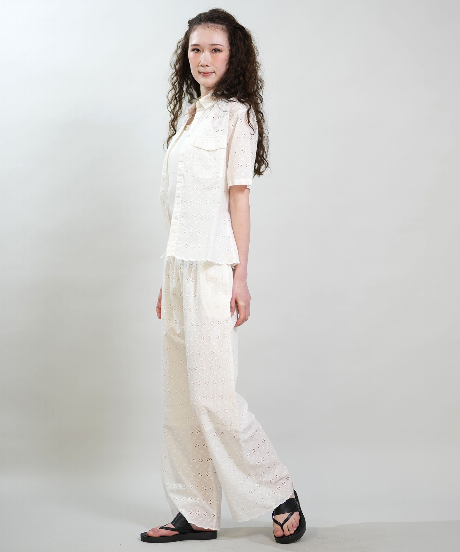 RIKKA FEMME リッカファム ロングパンツ レディース レース刺繍 セットアップ対応 RF6S-3101(WHT-FREE)