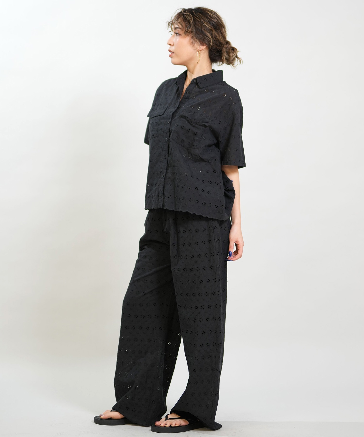 RIKKA FEMME リッカファム ロングパンツ レディース レース刺繍 セットアップ対応 RF6S-3101(WHT-FREE)