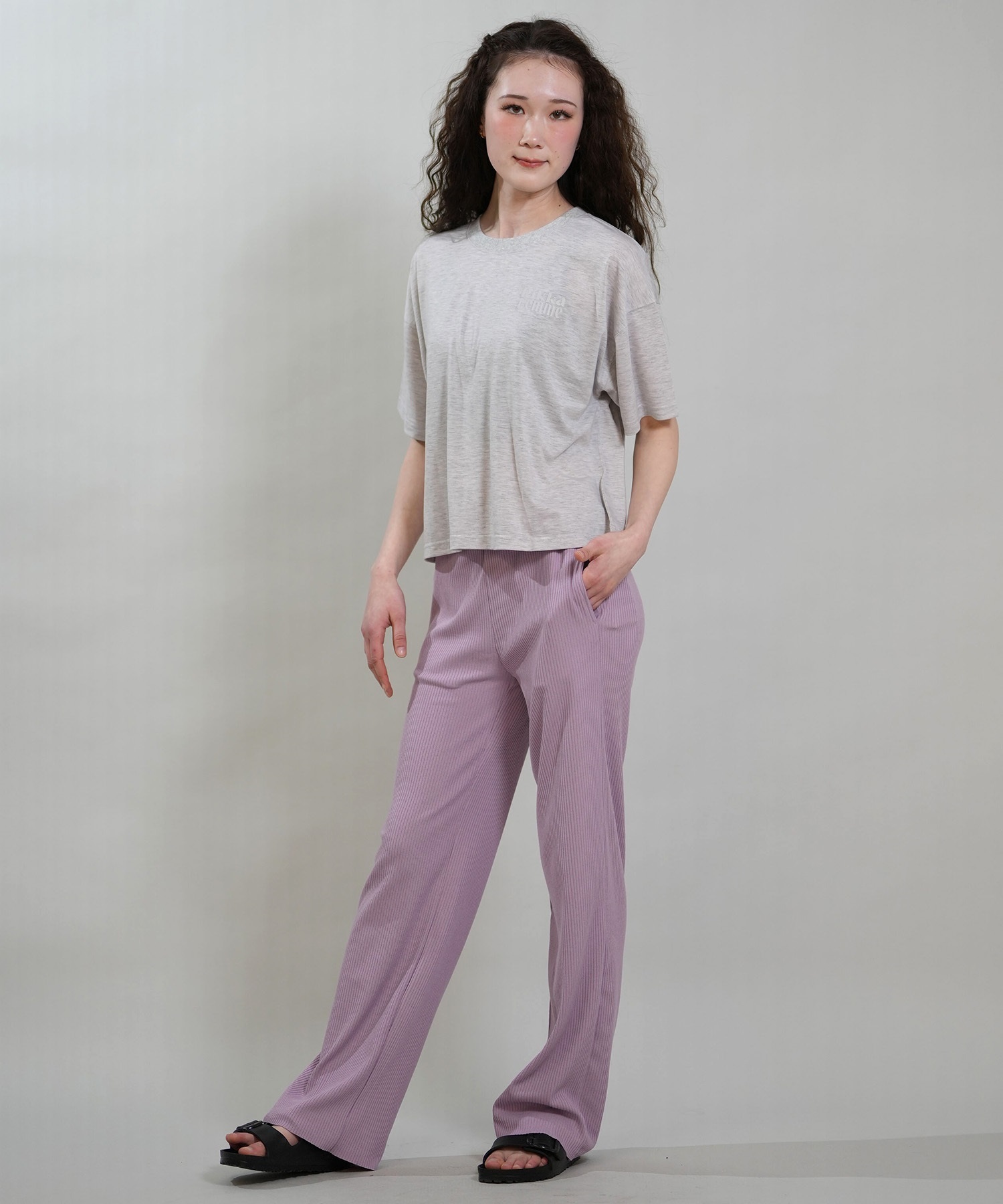 RIKKA FEMME リッカファム ロングパンツ レディース リブパンツ フレア RF6S-3105(BLK-FREE)