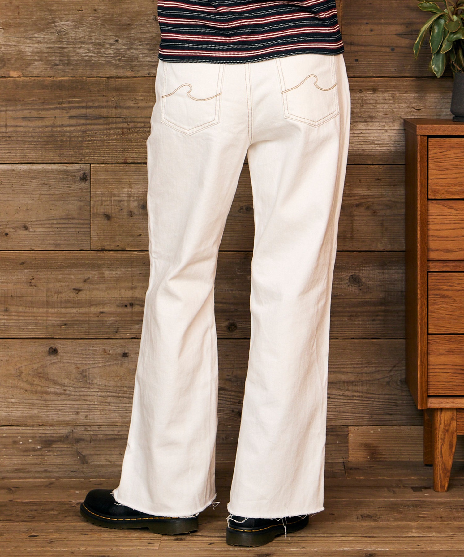 RIKKA FEMME リッカファム ロングパンツ レディース デニム パンツ Gパン フリンジフレアデニム RF6F-3102(WHT-SM)