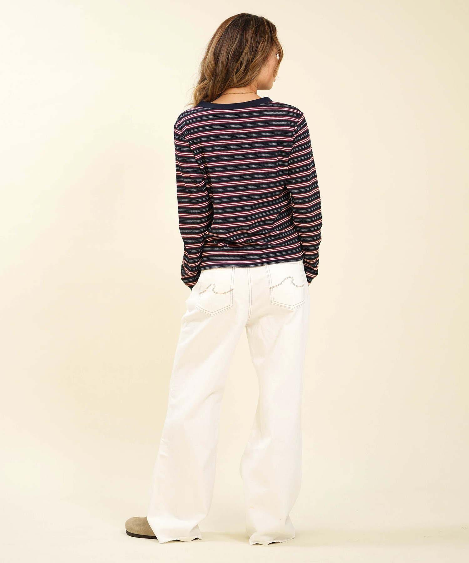 RIKKA FEMME リッカファム ロングパンツ レディース デニム パンツ Gパン フリンジフレアデニム RF6F-3102(WHT-SM)