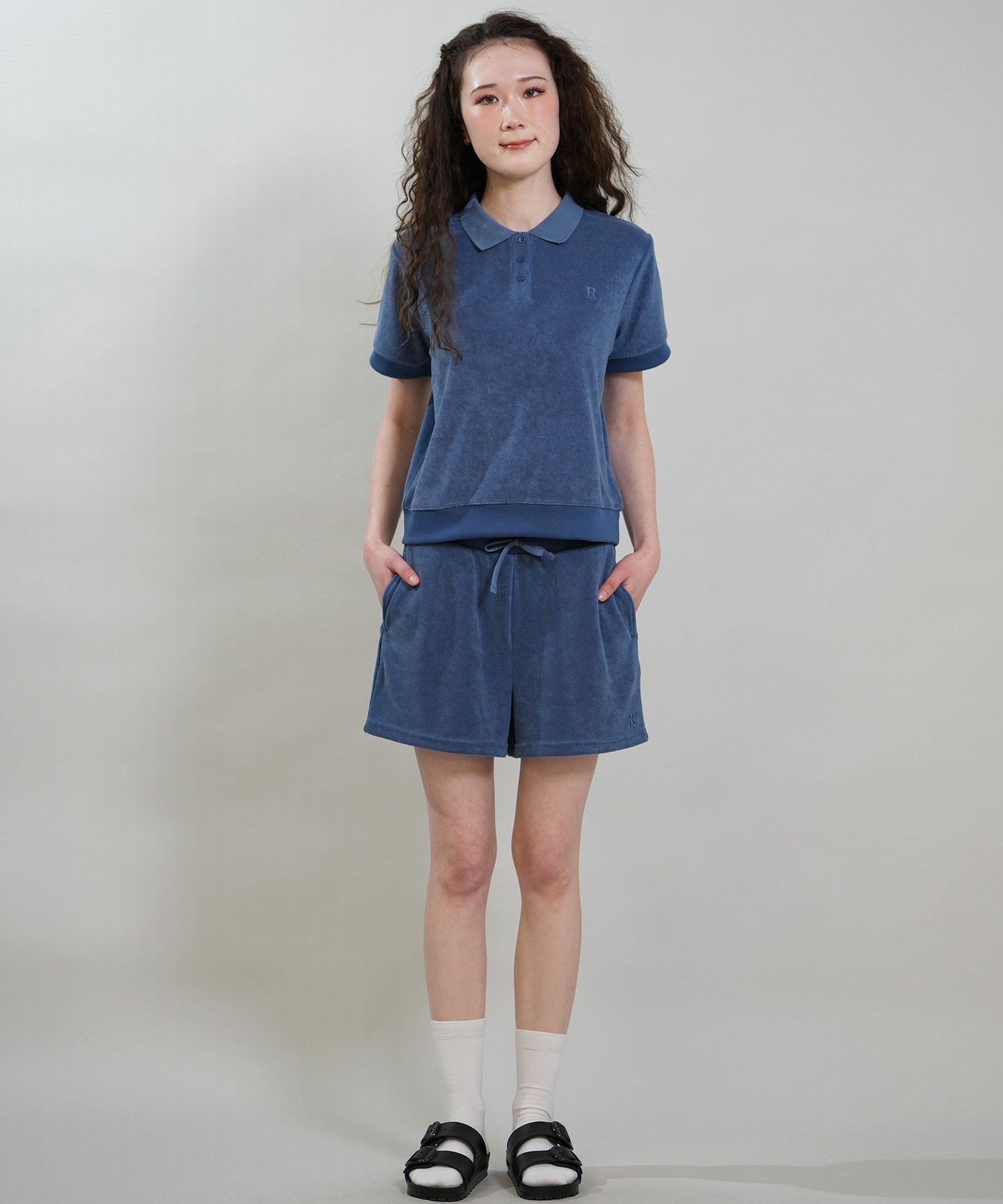 RIKKA FEMME リッカファム ハーフパンツ ショートパンツ レディース パイルショーツ セットアップ対応 RF6S-3304(BLU-FREE)