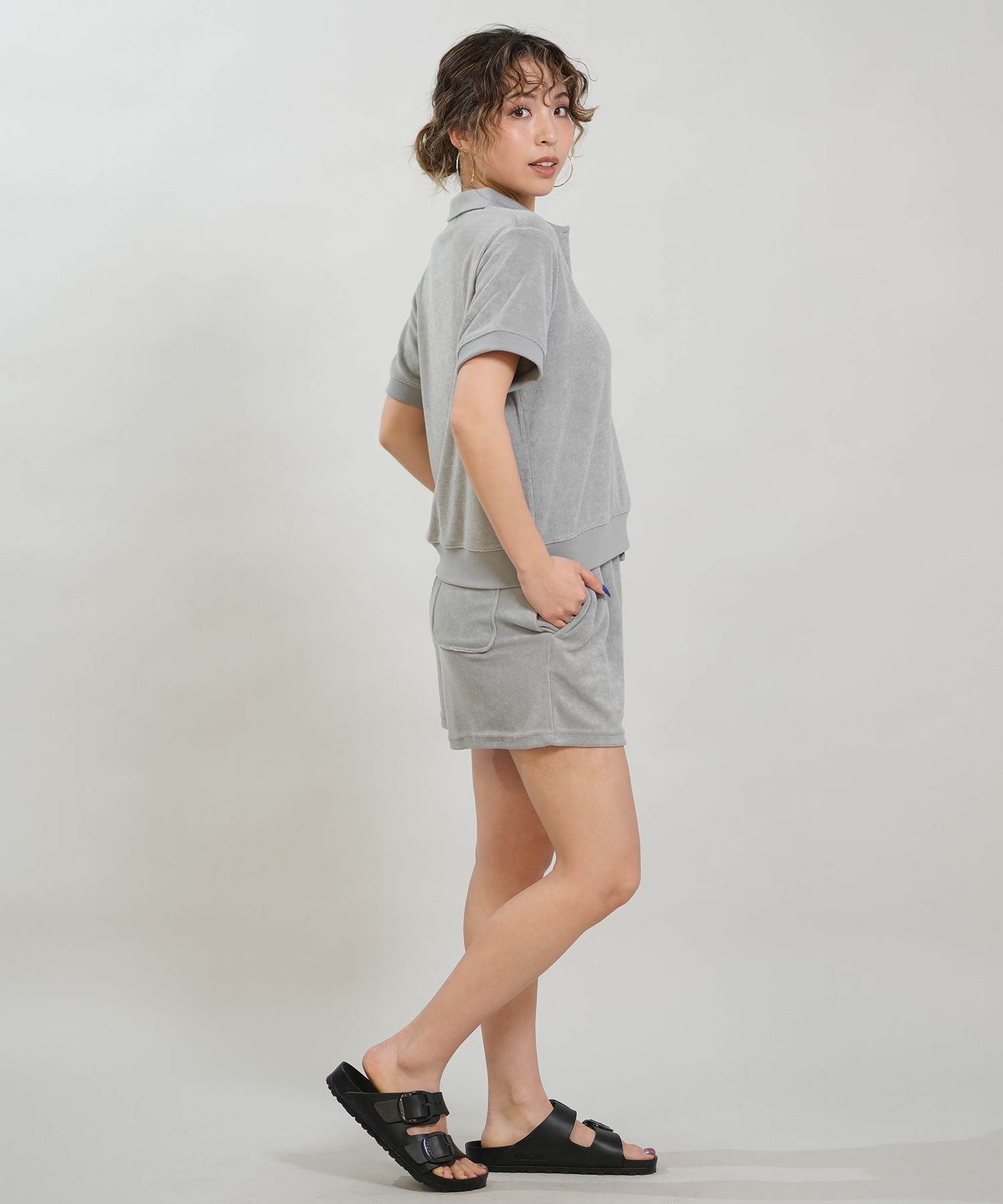 RIKKA FEMME リッカファム ハーフパンツ ショートパンツ レディース パイルショーツ セットアップ対応 RF6S-3304(BLU-FREE)