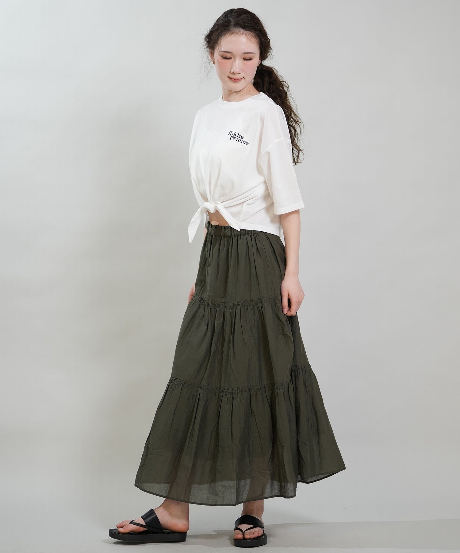 RIKKA FEMME リッカファム スカート レディース ロングスカート ティアードスカート RF6S-3501(KHA-FREE)