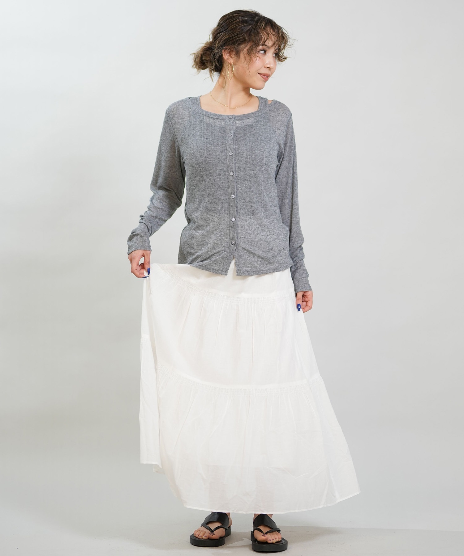 RIKKA FEMME リッカファム スカート レディース ロングスカート ティアードスカート RF6S-3501(KHA-FREE)