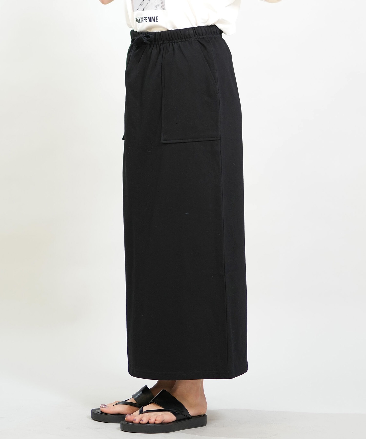 RIKKA FEMME リッカファム スカート レディース Iライン ロング丈 スウェット RF6S-3502(BLK-FREE)