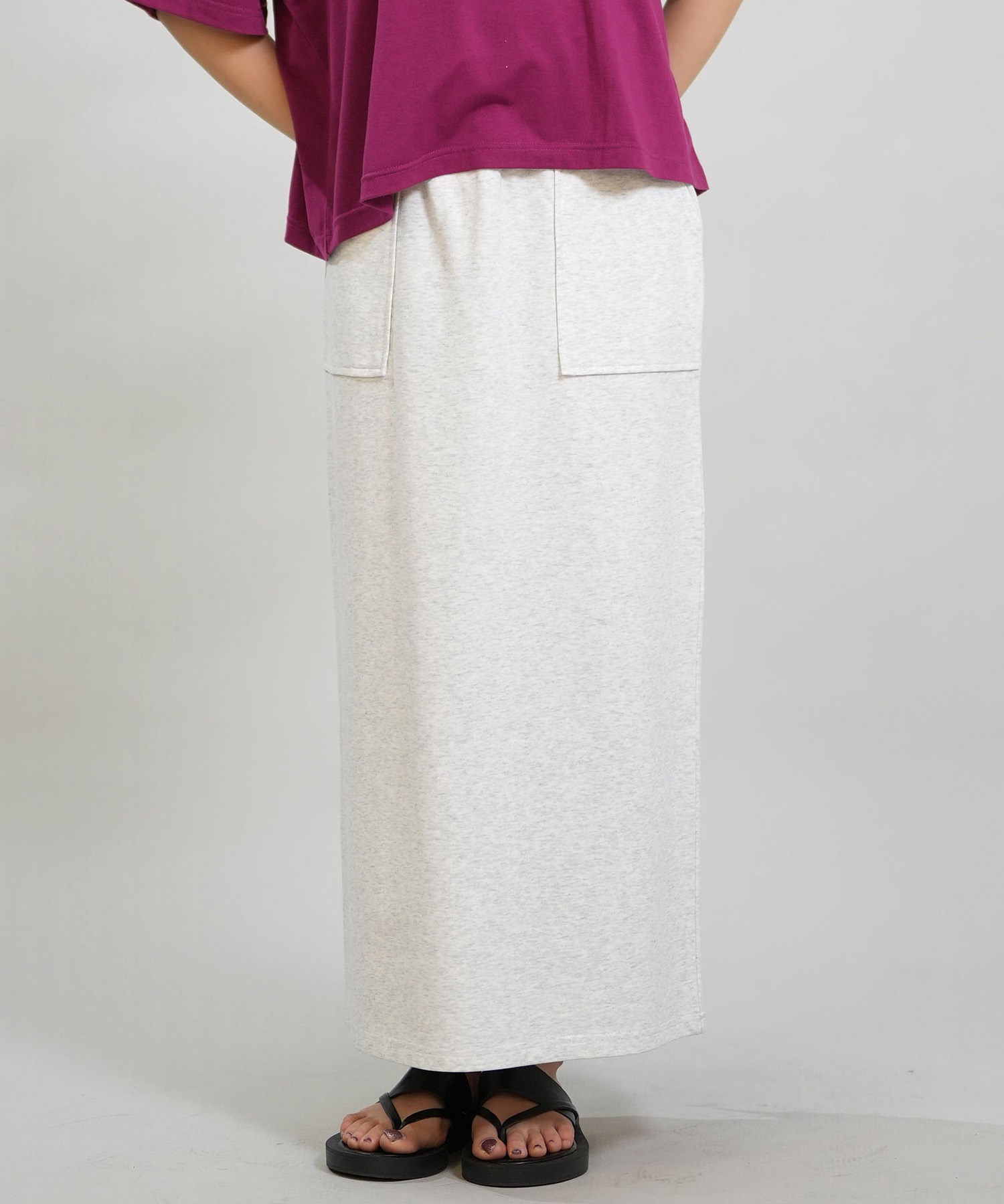 RIKKA FEMME リッカファム スカート レディース Iライン ロング丈 スウェット RF6S-3502(BLK-FREE)