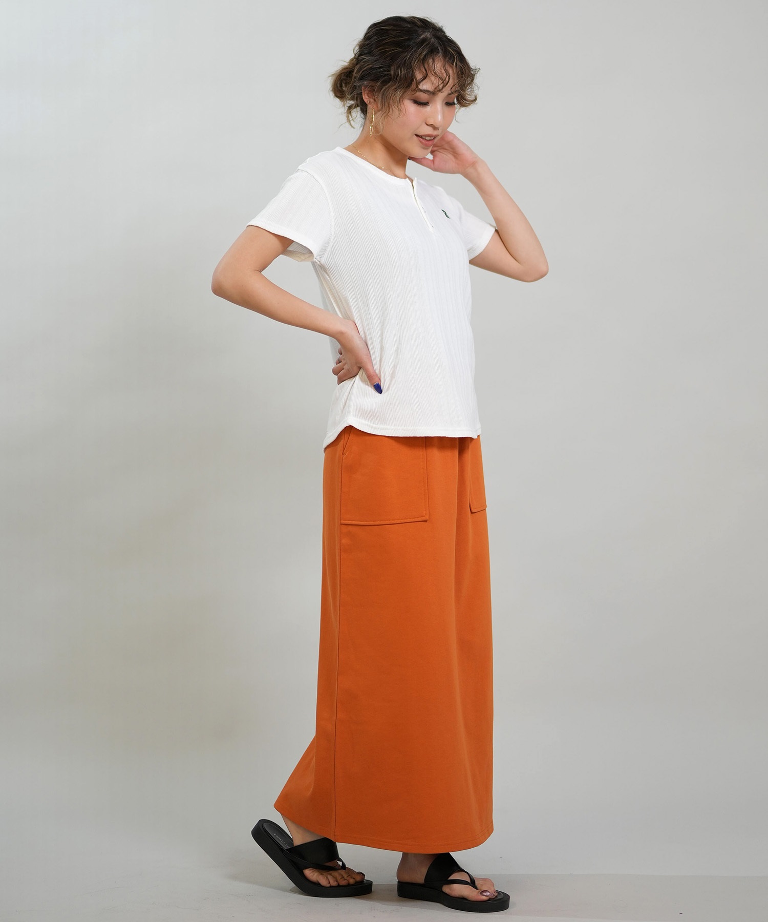 RIKKA FEMME リッカファム スカート レディース Iライン ロング丈 スウェット RF6S-3502(BLK-FREE)