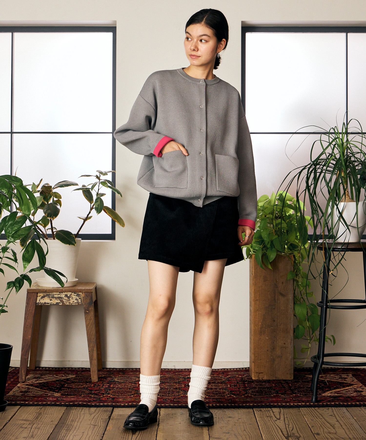 RIKKA FEMME リッカファム スカート レディース ミニスカート コーデュロイスコート RF6F-3502(BLK-SM)