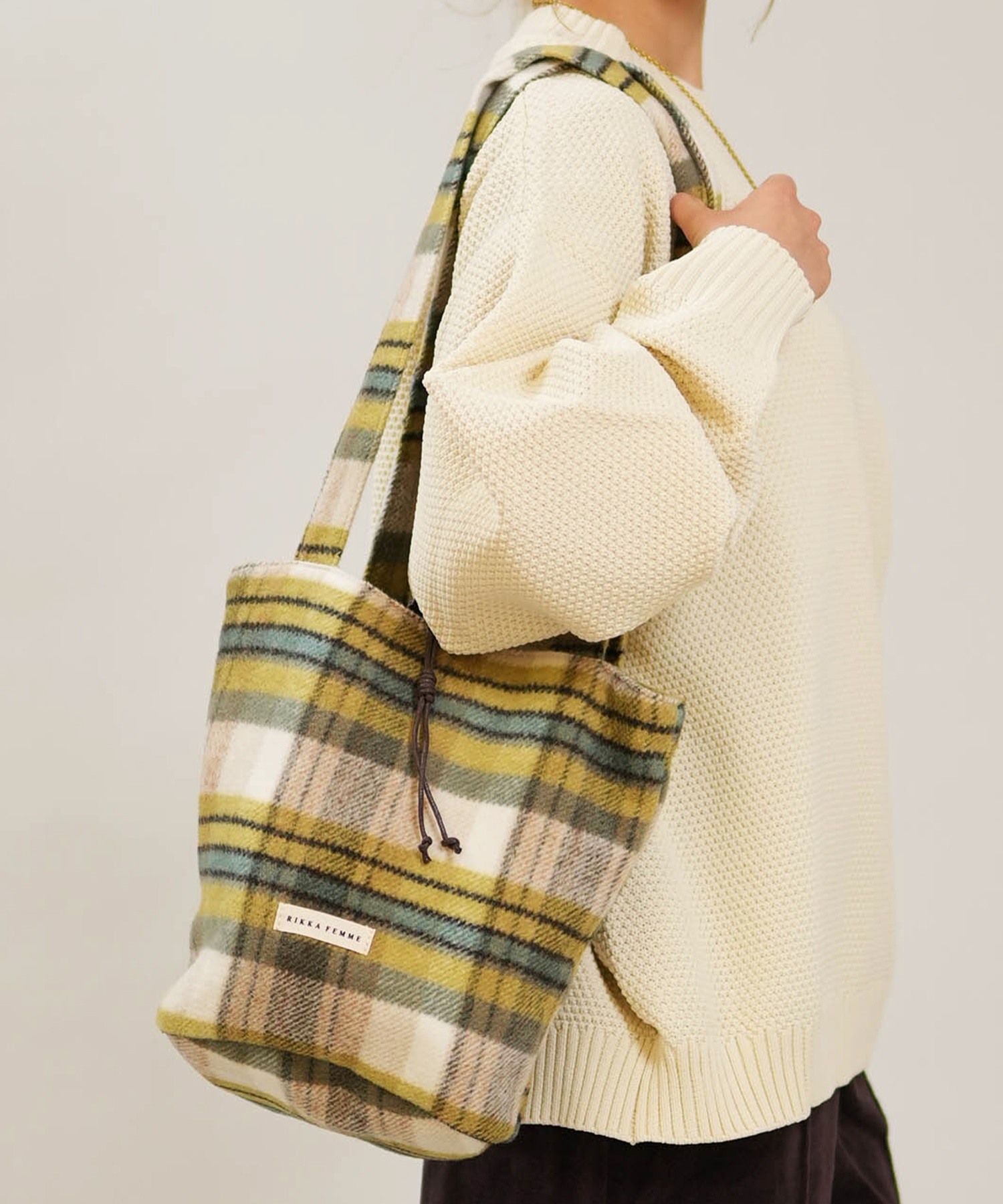 RIKKA FEMME リッカファム トートバッグ ボア チェックシャギートート RFA6F-0102(BEG-ONE)