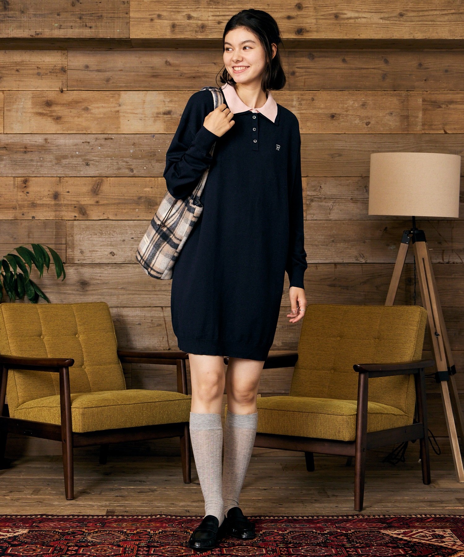 RIKKA FEMME リッカファム トートバッグ ボア チェックシャギートート RFA6F-0102(BEG-ONE)