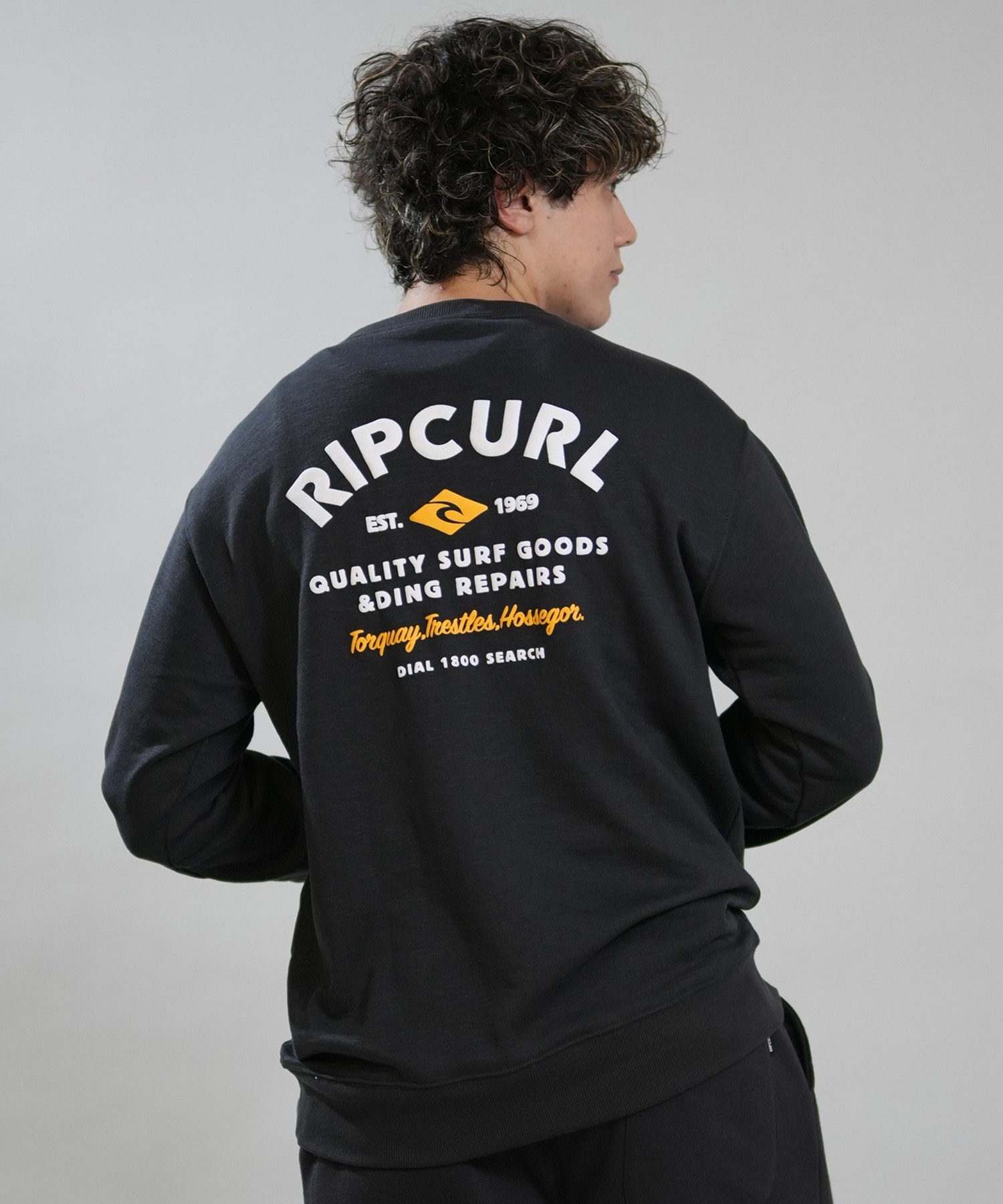 rimir リミル　スウェットプルオーバー　黒　ブラック RIP CURL リップカール トレーナー スウェット メンズ バックプリント
