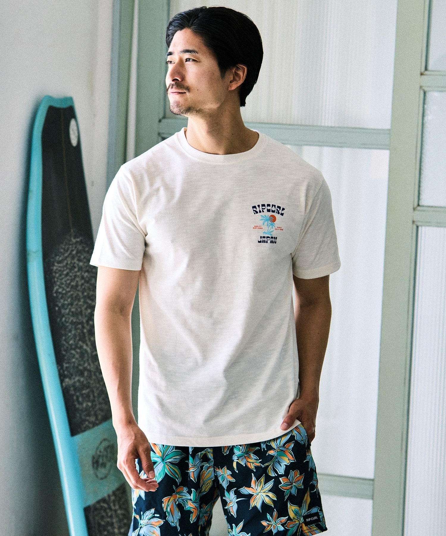 RIP CURL リップカール 半袖 Tシャツ メンズ バックプリント TWO PALMS