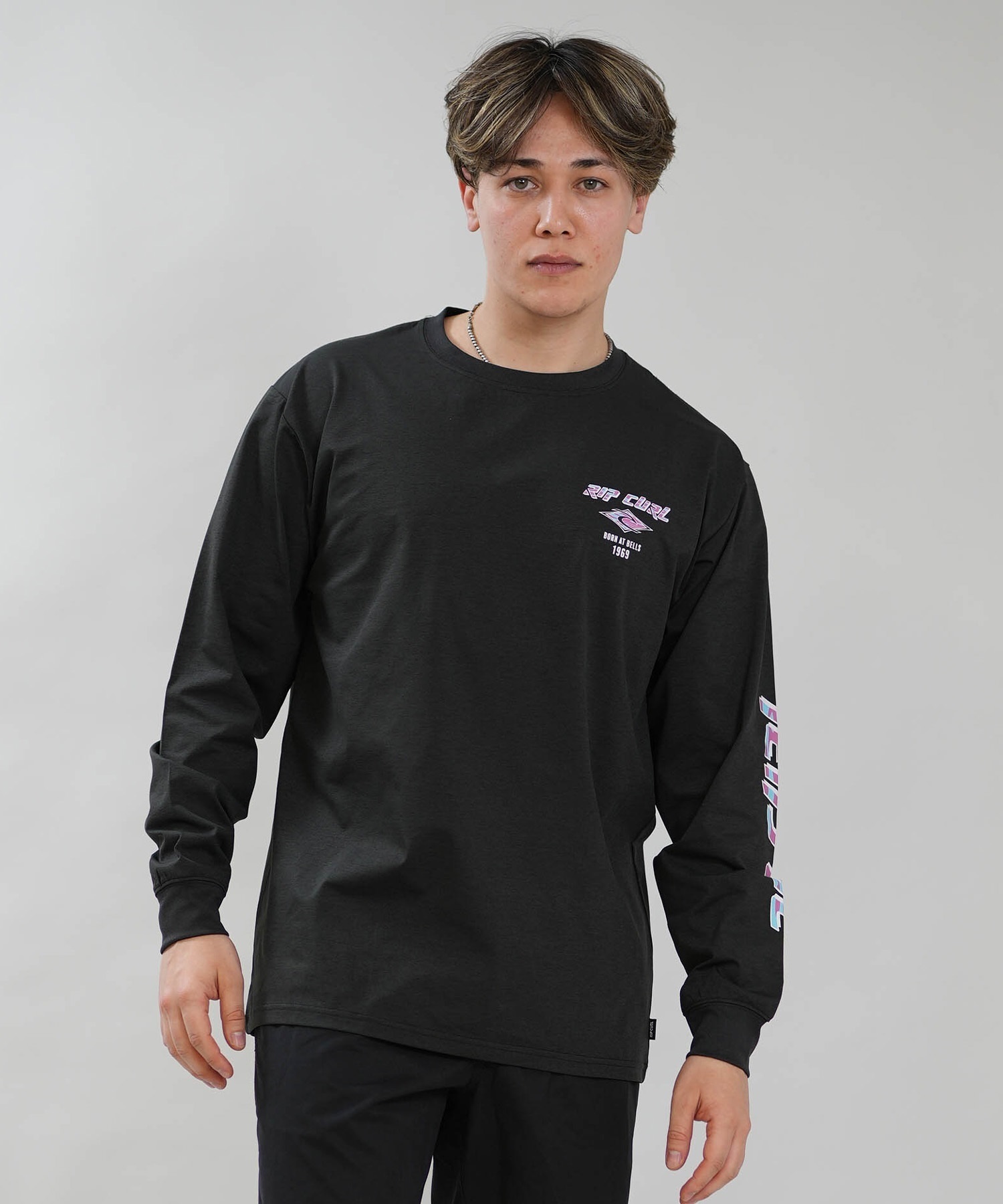 RIP CURL リップカール 長袖 Tシャツ メンズ ラッシュガード BORN AT BELLS LS RASH RCM6S-4301(BLK-M)