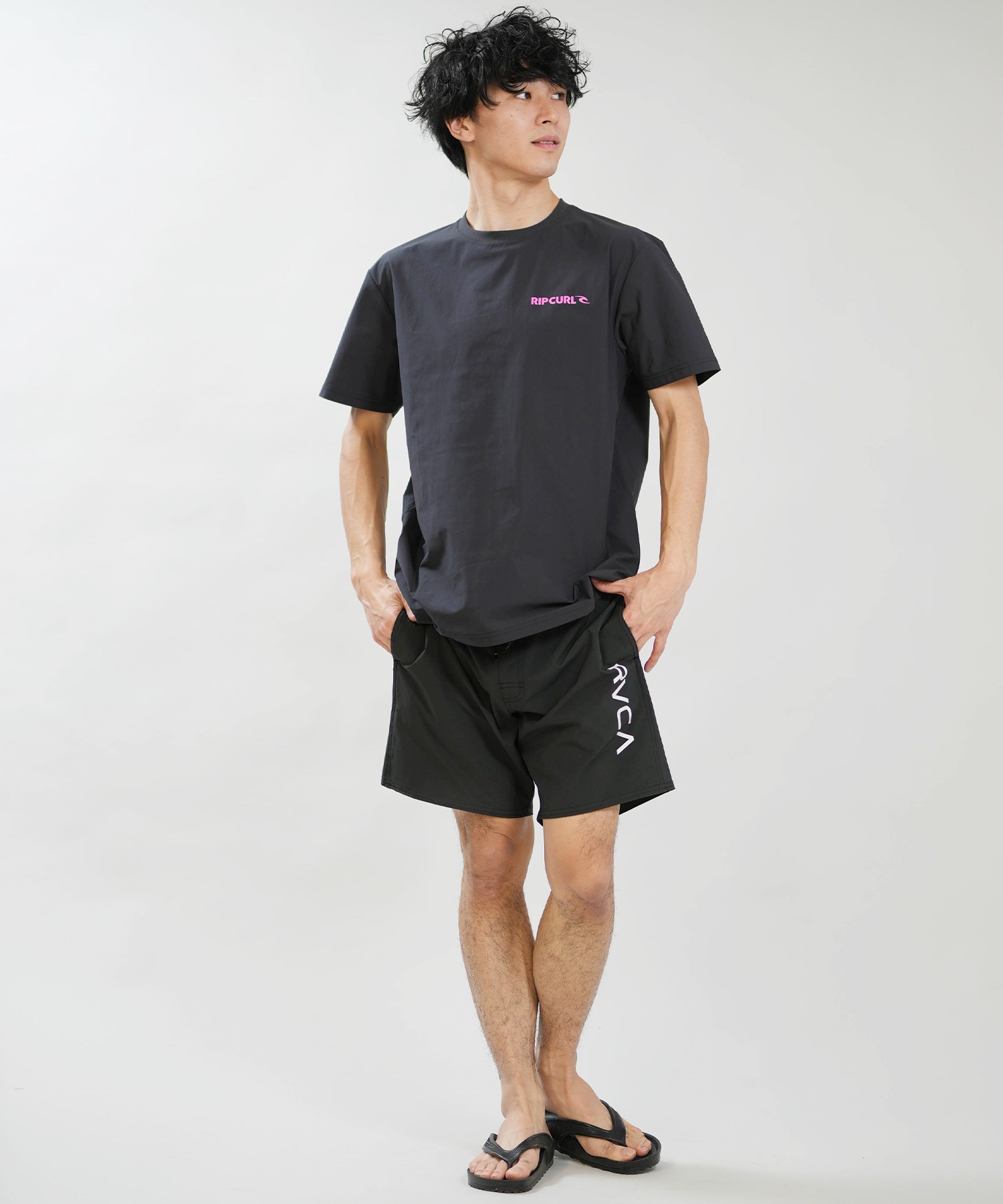 RIP CURL リップカール 水着 ラッシュガード 半袖 Tシャツ メンズ BLADE LOGO RASH RCM6S-4302(BKP-M)