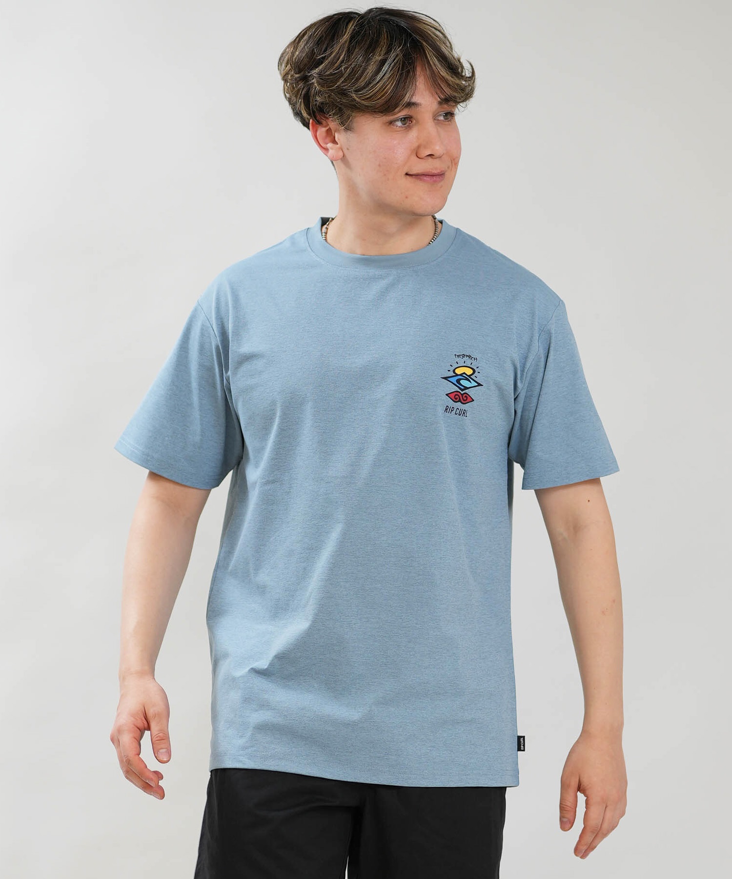 RIP CURL リップカール 半袖 Tシャツ メンズ UVカット SEARCH ICON RASH RCM6S-4303(WHT-M)