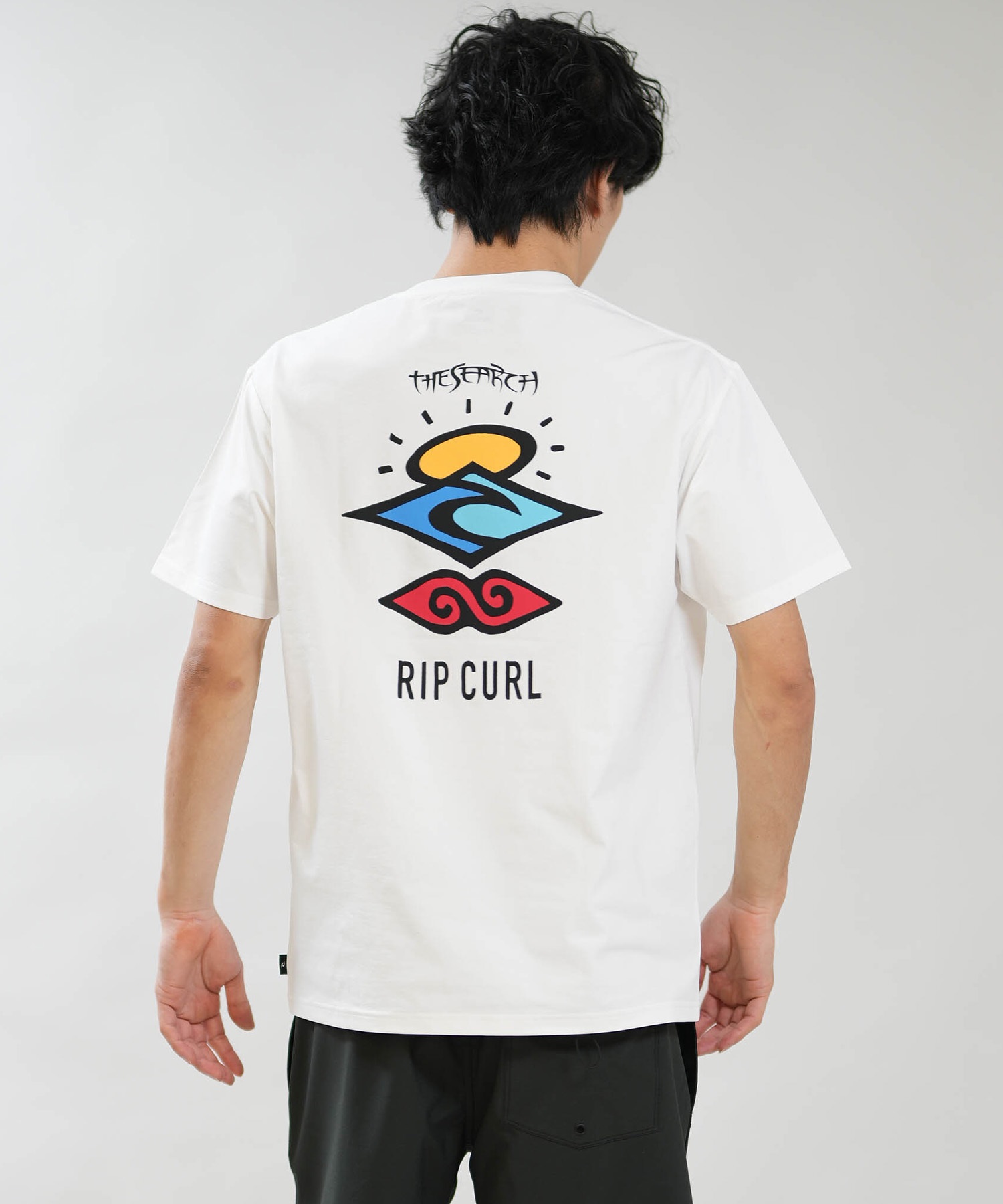 RIP CURL リップカール 半袖 Tシャツ メンズ UVカット SEARCH ICON RASH RCM6S-4303(WHT-M)